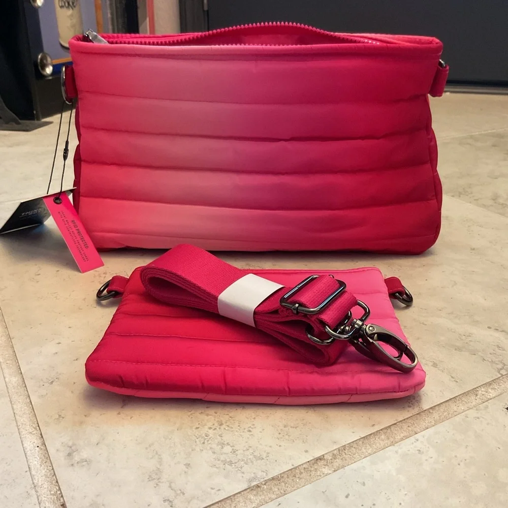 NWT THINK ROYLN Vibrant Pink Quilted Crossbody Purse with wallet. RFD protected.